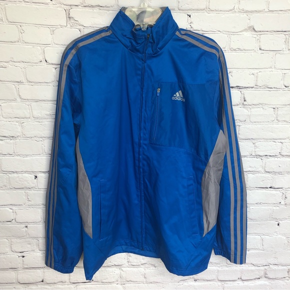 Adidas Drive2 Windbreaker Jacket Blue and Gray Size Medium NWT - Picture 1 of 17